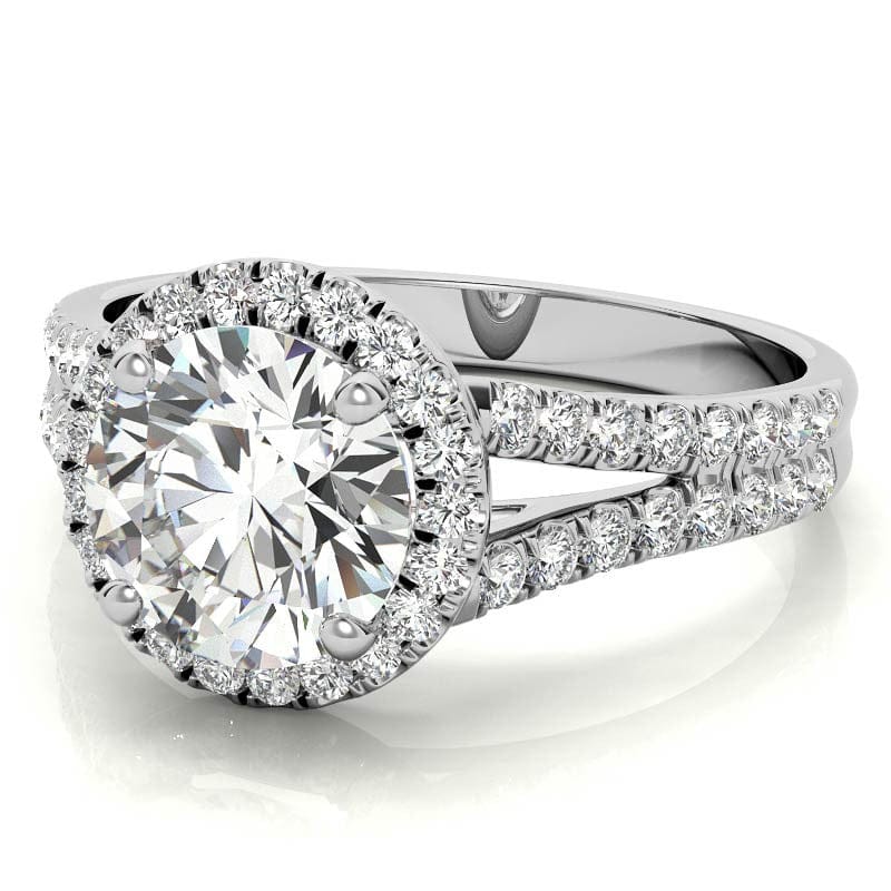 Customized 2ct - 8.2mm Moissanite Diamond Engagement Rings 14K Solid White Gold Engagement Wedding Ring With GRA Certificat