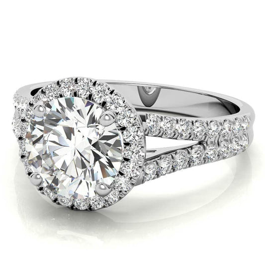 Customized 2ct - 8.2mm Moissanite Diamond Engagement Rings 14K Solid White Gold Engagement Wedding Ring With GRA Certificat