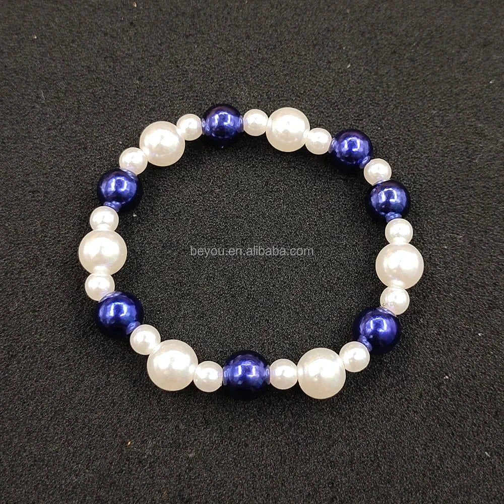 Customized Colorful Round Beads White Pearl Bracelet Bangle Jewelry Accessories Ladies'Party Gift Wholesale