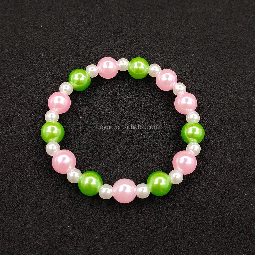 Customized Colorful Round Beads White Pearl Bracelet Bangle Jewelry Accessories Ladies'Party Gift Wholesale