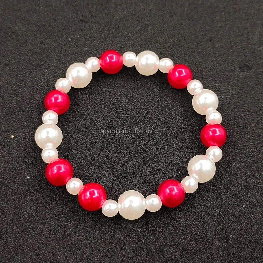 Customized Colorful Round Beads White Pearl Bracelet Bangle Jewelry Accessories Ladies'Party Gift Wholesale