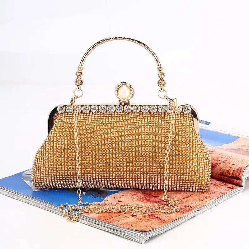 Customized colors Factory direct wholesale classic crystal clutches brand new metal handle frame evening bag handbags  party prom banquet wedding