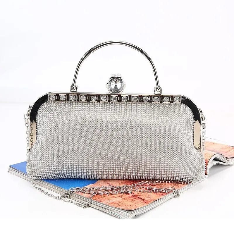 Customized colors Factory direct wholesale new style rhinestone clutches diamond evening bag large space handbags metal handle for banquet wedding