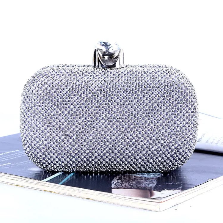Customized colors Factory direct wholesale two-sided crystal evening bag dazzling diamond satin lining clutch box for party prom banquet wedding