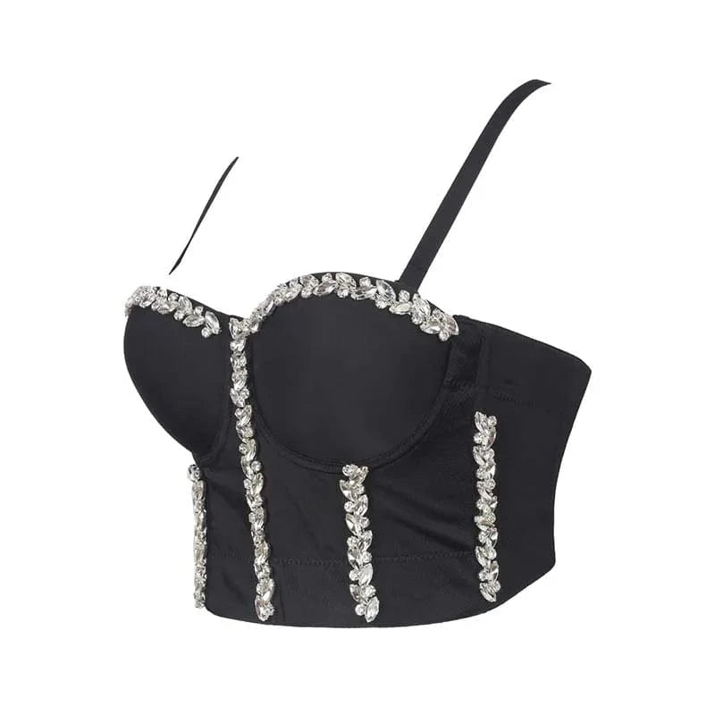 Customized hot selling sexy bright  acrylic diamond women Vest corset bustier top