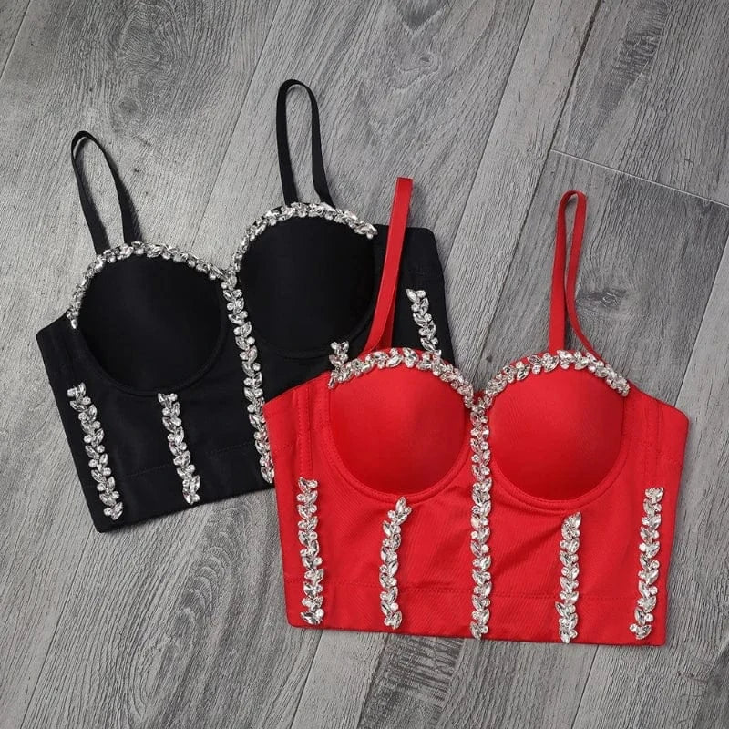 Customized hot selling sexy bright  acrylic diamond women Vest corset bustier top