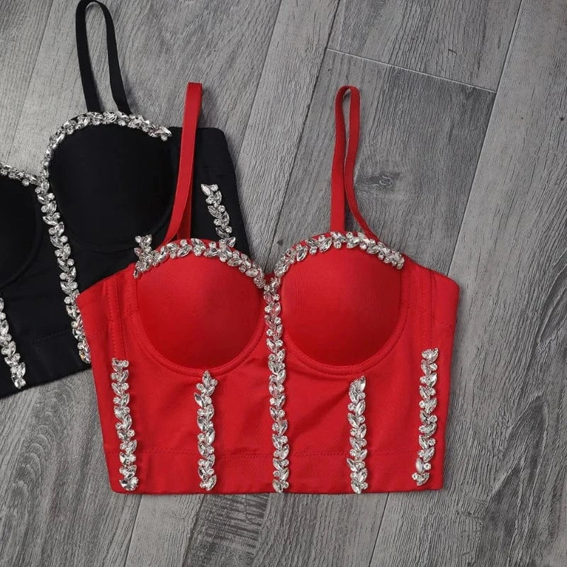 Customized hot selling sexy bright  acrylic diamond women Vest corset bustier top