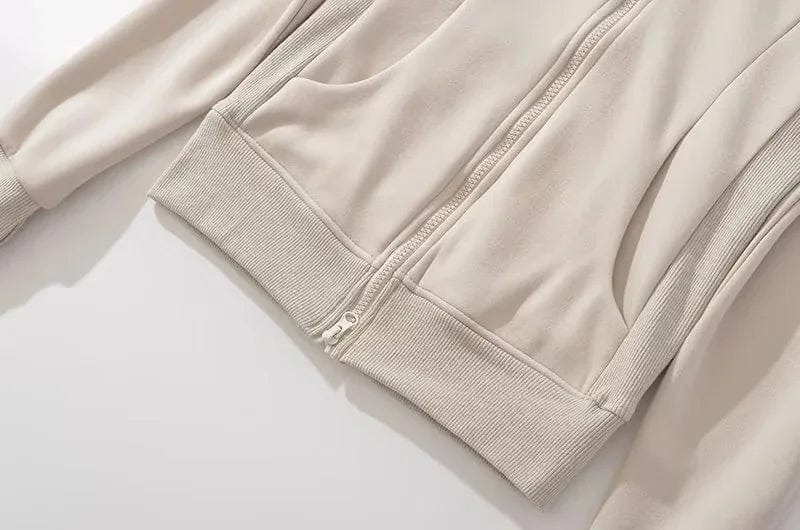 Customized logo Cotton Fleece Zip hoodies  Blank Long Sleeve Zip up coat Women Hoodie