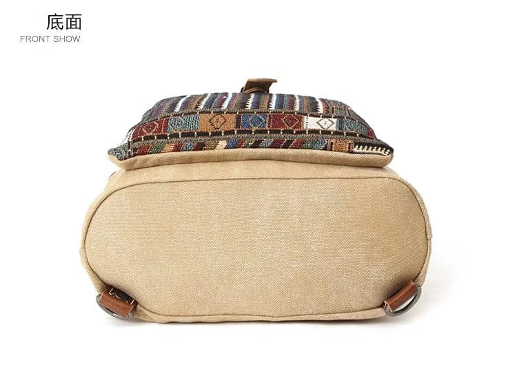 Customized New Ethnic Canvas Backpack For Women National Backpacks Leisure Travel Rucksack Embroidery Student School Bag