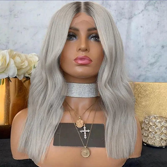 Customized Ombre Silvery Gray Color HD Lace Wave