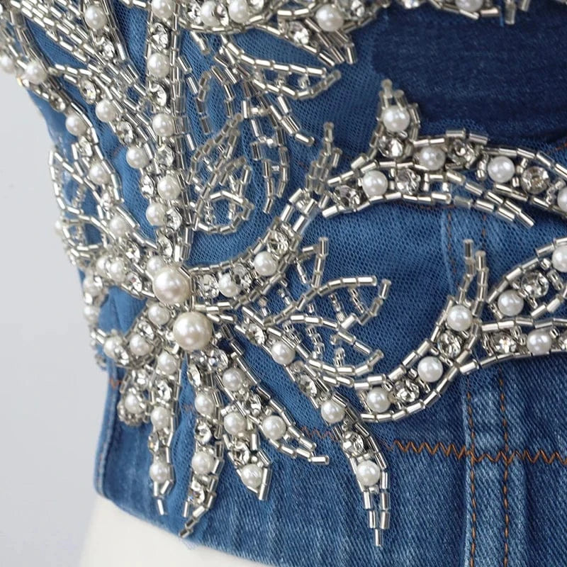 Customized wholesale fashion Cowboy corset pink diamond Decoration Sexy corset tops for Ladies