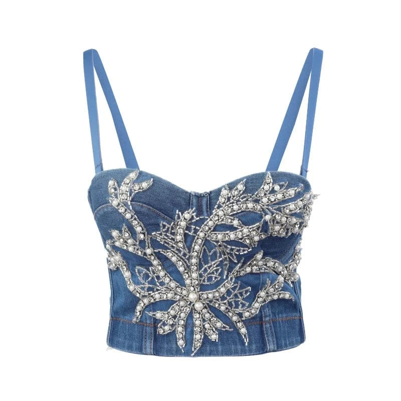 Customized wholesale fashion Cowboy corset pink diamond Decoration Sexy corset tops for Ladies