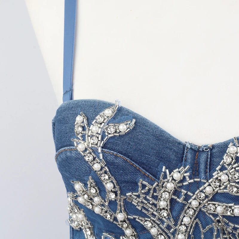 Customized wholesale fashion Cowboy corset pink diamond Decoration Sexy corset tops for Ladies