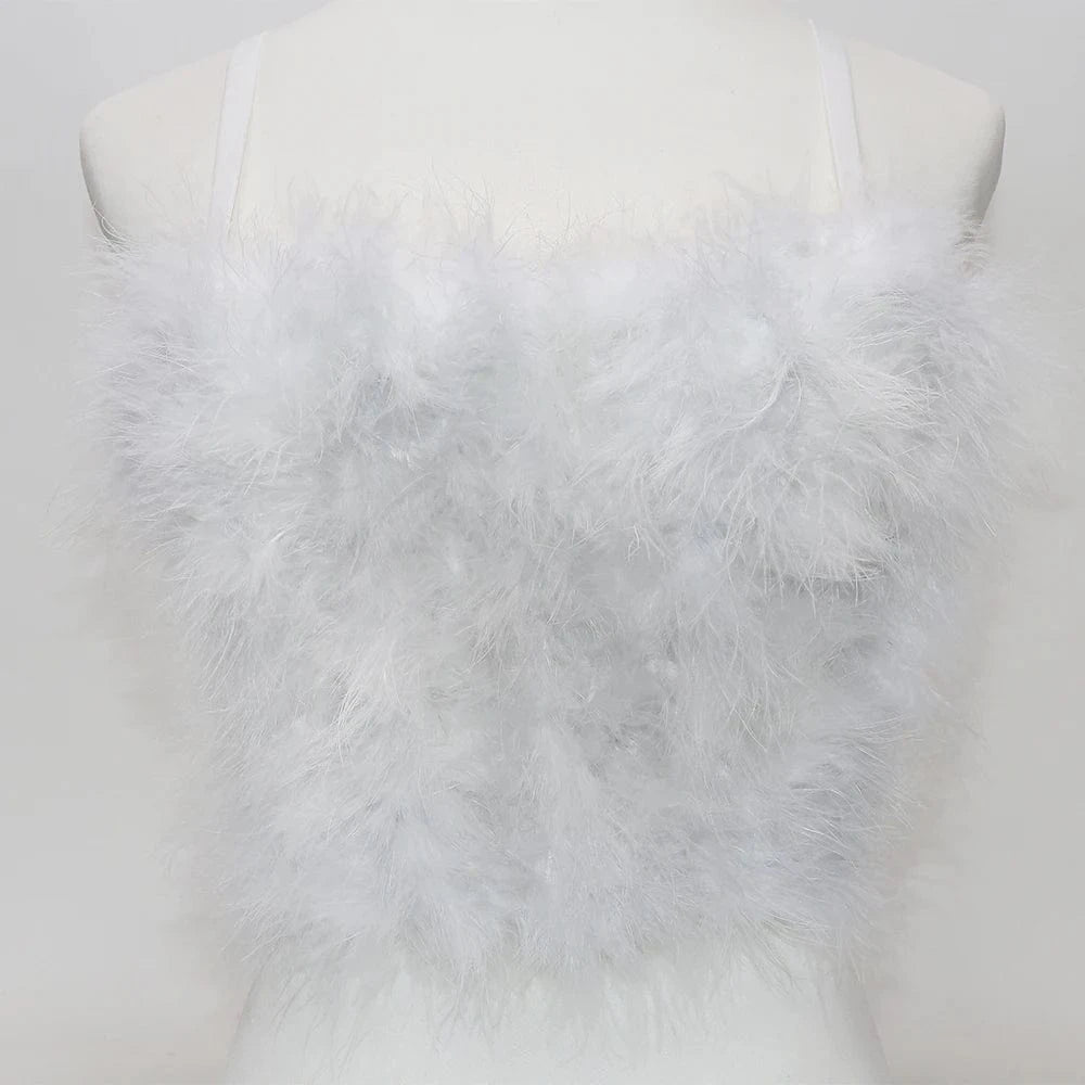 Customized Wholesale hot sale cute feather underwear white black pink fluff women's bra