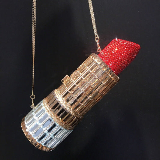 Customzised Lipstick Bride Cute Funny Wedding Party Clutch Bag Evening Handmade Rhinestone Bling Diamond Clutch Purse Handbag