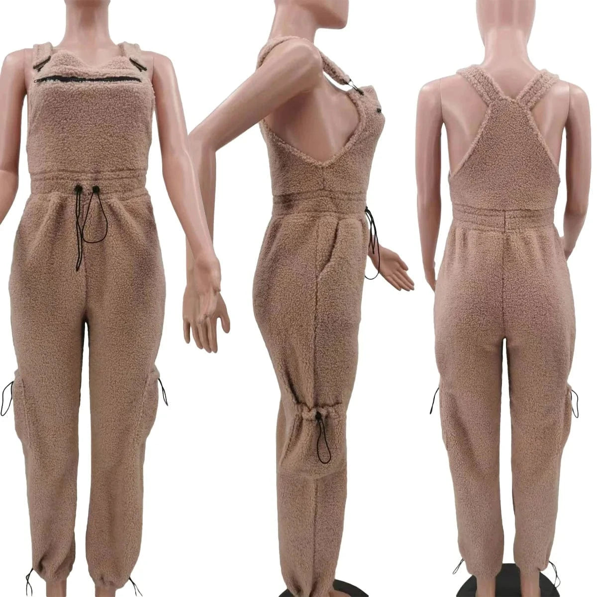 Cute Loose Jumpsuit 2023 Fall Rompers with Pockets Women Clothing Winter Suspender Pants for Ladies