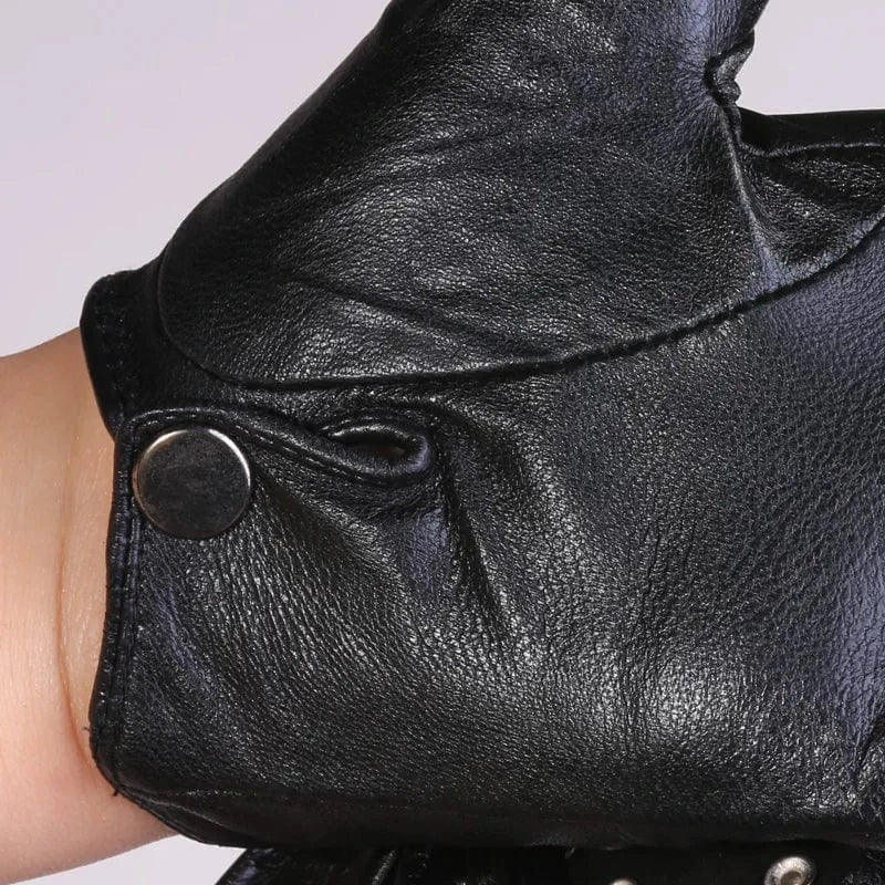 Cute texting Christmas gift women rivet Leather sheepskin gloves with bow