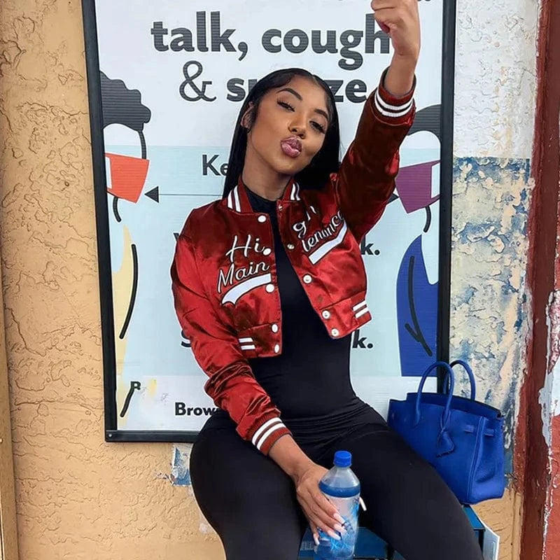 CUTENOVA 22TP1014 Streetwear 2024  Long Sleeve Patchwork  Warm Jacket Coat Women Casual Baseball Jersey