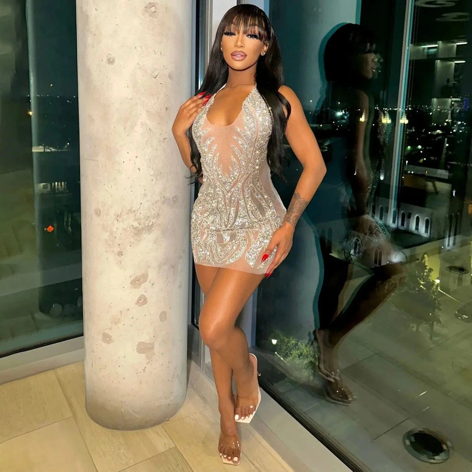 CUTENOVA 23DS1208 New 2024 Fashion Halter Women Porm Dress Sexy Club Dresses Women's Dresses