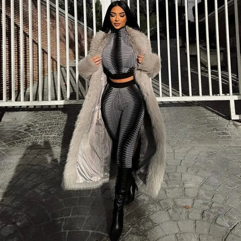 CUTENOVA 23ST121203 Fashion 2024 Trendy Crop Top With Leggings Women Leggings Sets Women's Set