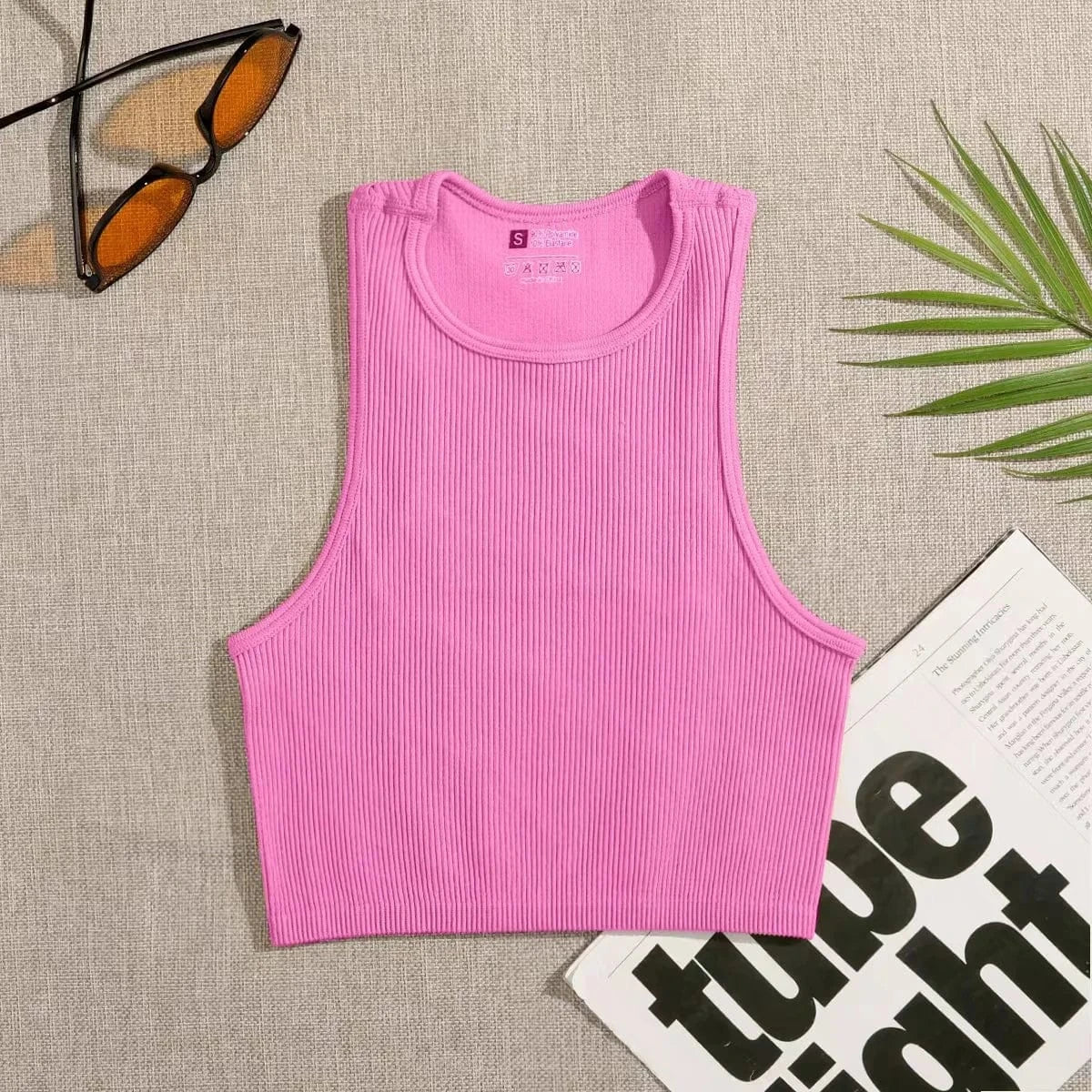 CUTENOVA 24TP010903 High Quality 2024 Simple Yoga Joggers Chic New  Sleeveless Tank Crop Top T Shirt Women