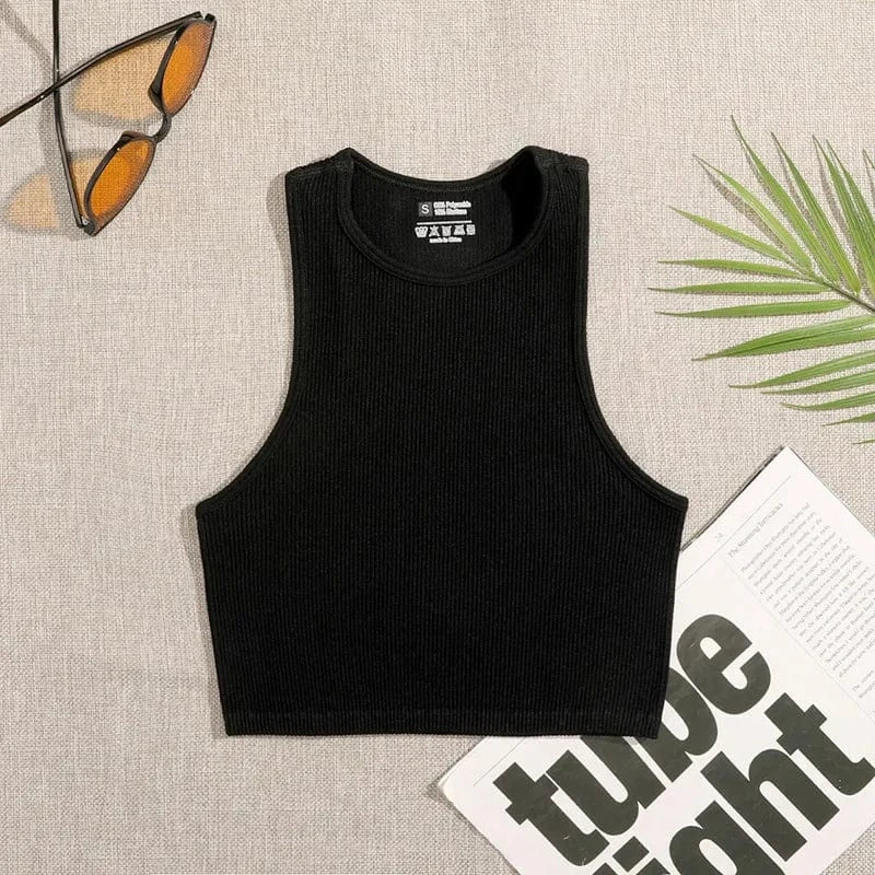 CUTENOVA 24TP010903 High Quality 2024 Simple Yoga Joggers Chic New  Sleeveless Tank Crop Top T Shirt Women