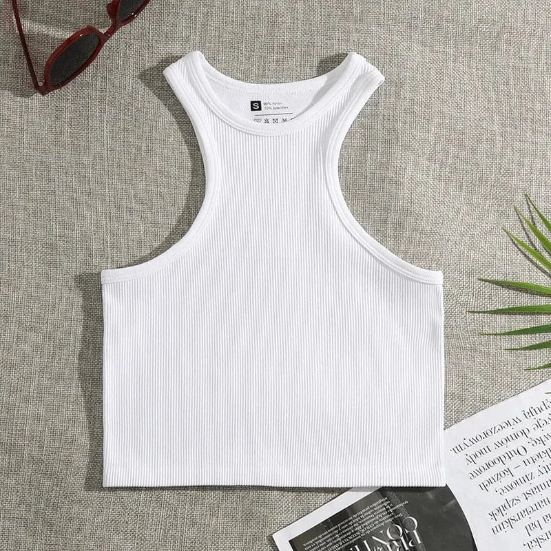 CUTENOVA 24TP011103 Elastic 2024 Simple Yoga Joggers INS Sports Sleeveless Tank Crop Top T Shirt Women