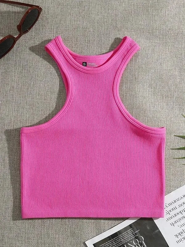 CUTENOVA 24TP011103 Elastic 2024 Simple Yoga Joggers INS Sports Sleeveless Tank Crop Top T Shirt Women