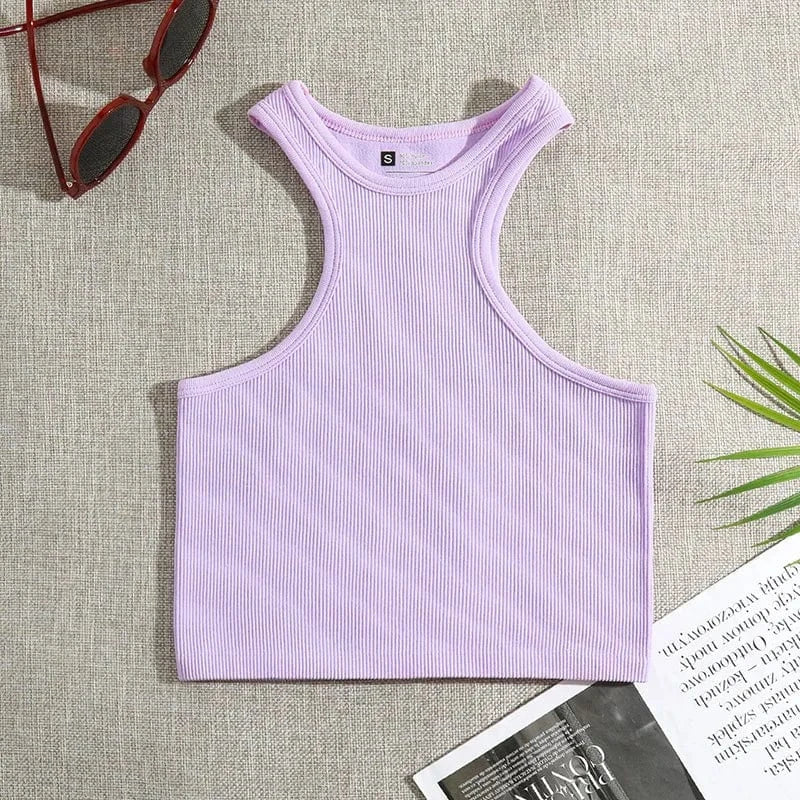 CUTENOVA 24TP011103 Elastic 2024 Simple Yoga Joggers INS Sports Sleeveless Tank Crop Top T Shirt Women