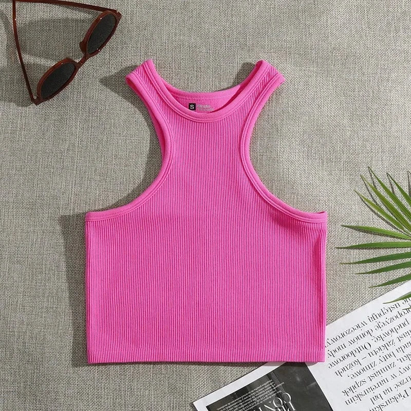 CUTENOVA 24TP011103 Elastic 2024 Simple Yoga Joggers INS Sports Sleeveless Tank Crop Top T Shirt Women