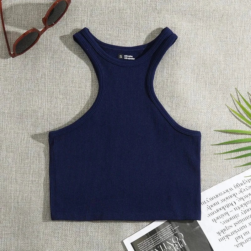 CUTENOVA 24TP011103 Elastic 2024 Simple Yoga Joggers INS Sports Sleeveless Tank Crop Top T Shirt Women