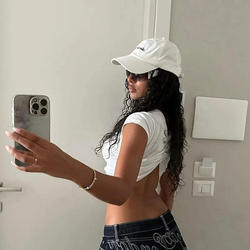 CUTENOVA 24TP011106 Y2K Ins Streetwear 2024 New Sexy Cool Slogan Letter T Shirts Women Crop Top