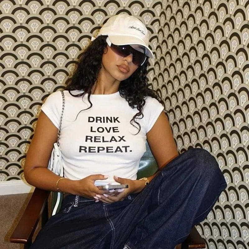 CUTENOVA 24TP011106 Y2K Ins Streetwear 2024 New Sexy Cool Slogan Letter T Shirts Women Crop Top