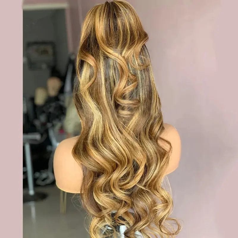 Cuticle Aligned Black Brown Highlight Color Loose Wig