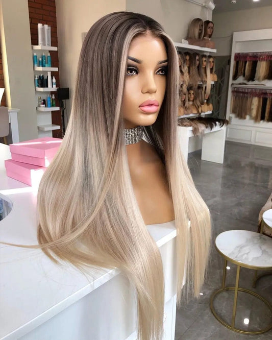 Cuticle Aligned Brown Blonde Ombre Color Bone Hair