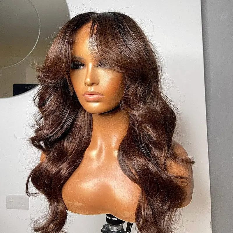 Cuticle Aligned Chocolate Brown Color Wig Full Hair