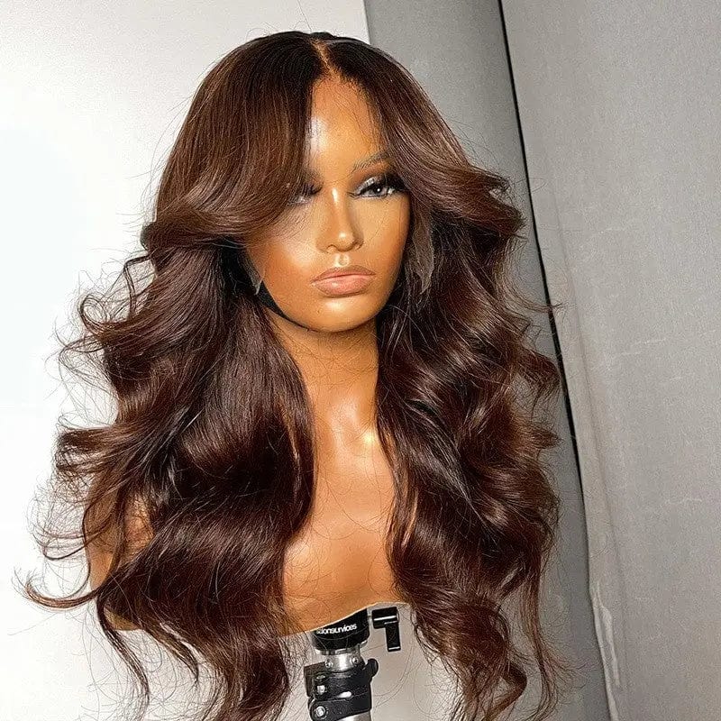 Cuticle Aligned Chocolate Brown Color Wig Full Hair
