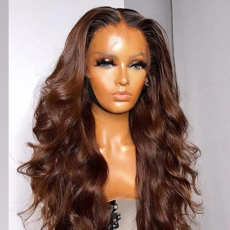 Cuticle Aligned Chocolate Brown Color Wig Full Hair