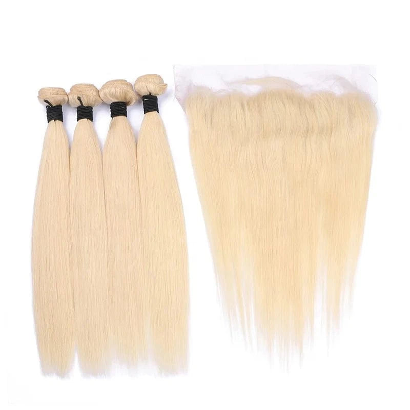 Cuticle Aligned Human Hair Extensions 613 100% Raw Virgin Human Hair Bundles,closure,unprocessed Raw Indian Best Selling Blonde