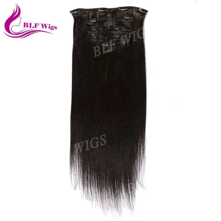 Cuticle Aligned Natural Black Remy Human Clip in Hair Extensions 100% Human Hair