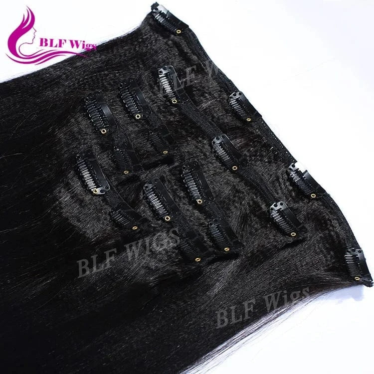 Cuticle Aligned Natural Black Remy Human Clip in Hair Extensions 100% Human Hair