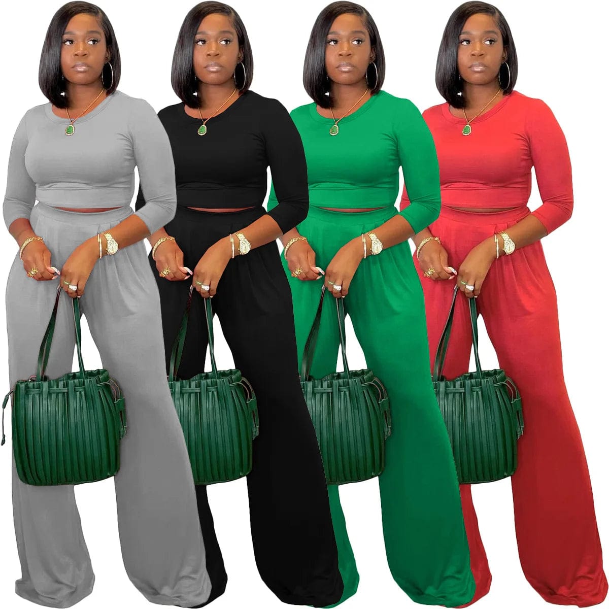 D0314TA93 Wholesale Solid Color  Loose Formal Half Sleeve 2 Piece Long Pleated Pant  Set Women Sehe Fashion