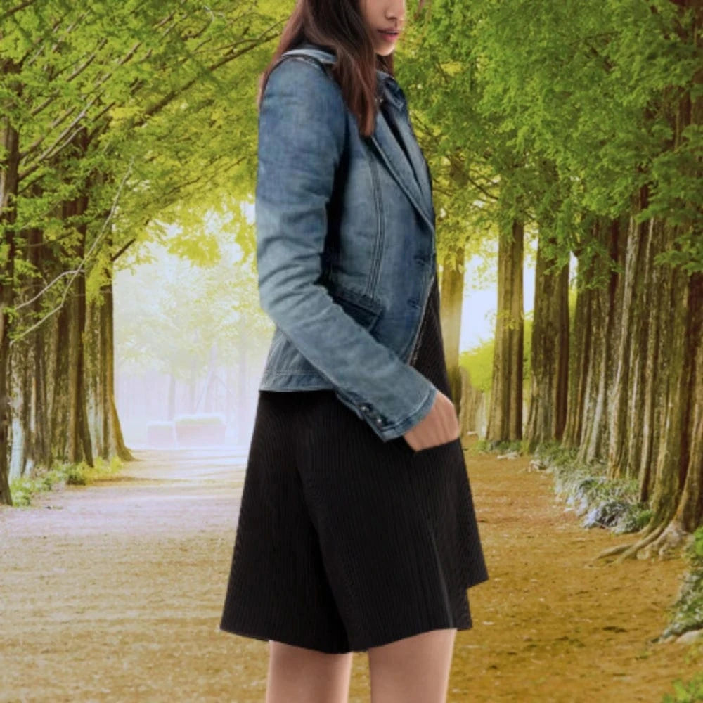 D0702DJ07 Stock Available Plus Size Stylish Washed Denim Blue Jean Button Up Women Jacket Sehe Fashion