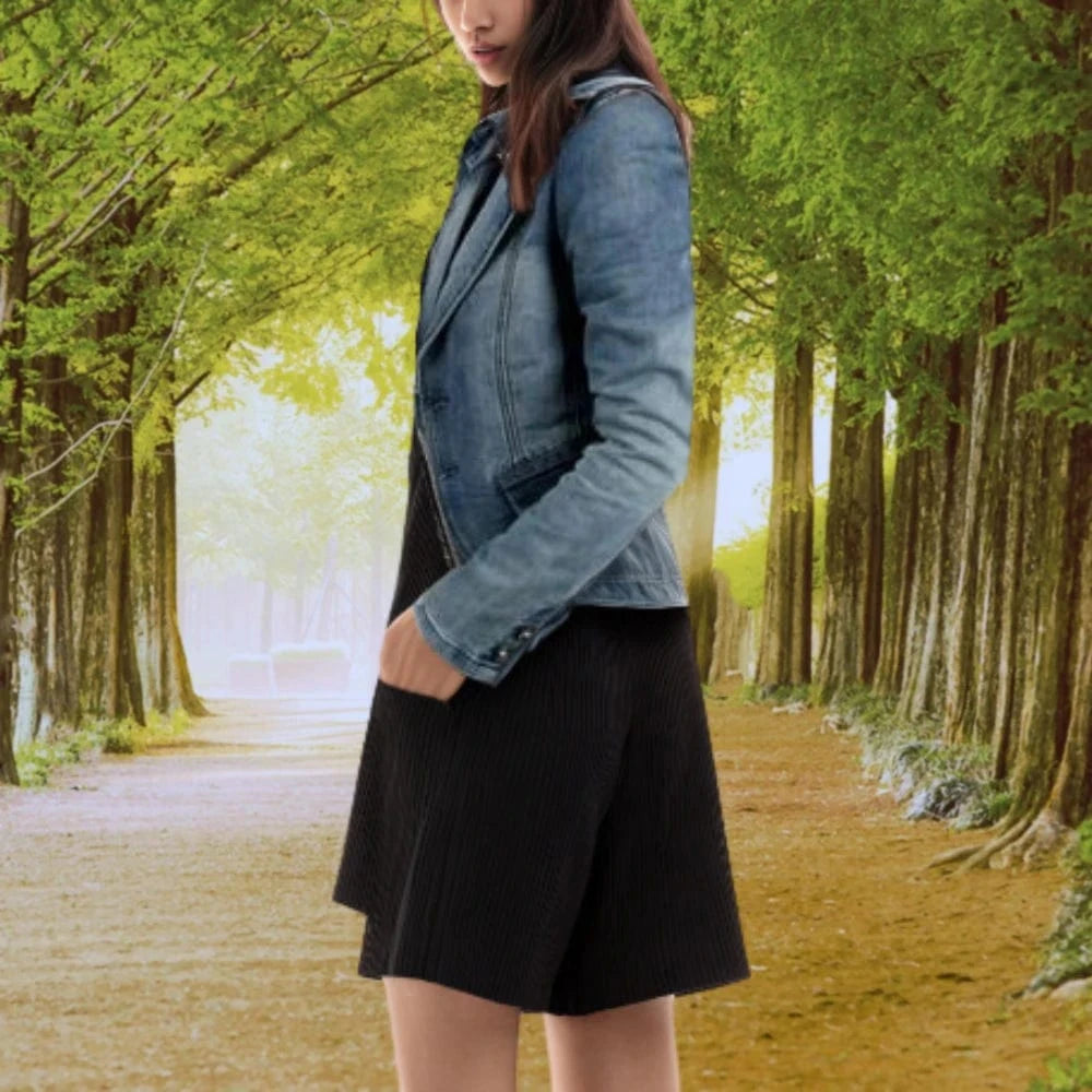 D0702DJ07 Stock Available Plus Size Stylish Washed Denim Blue Jean Button Up Women Jacket Sehe Fashion