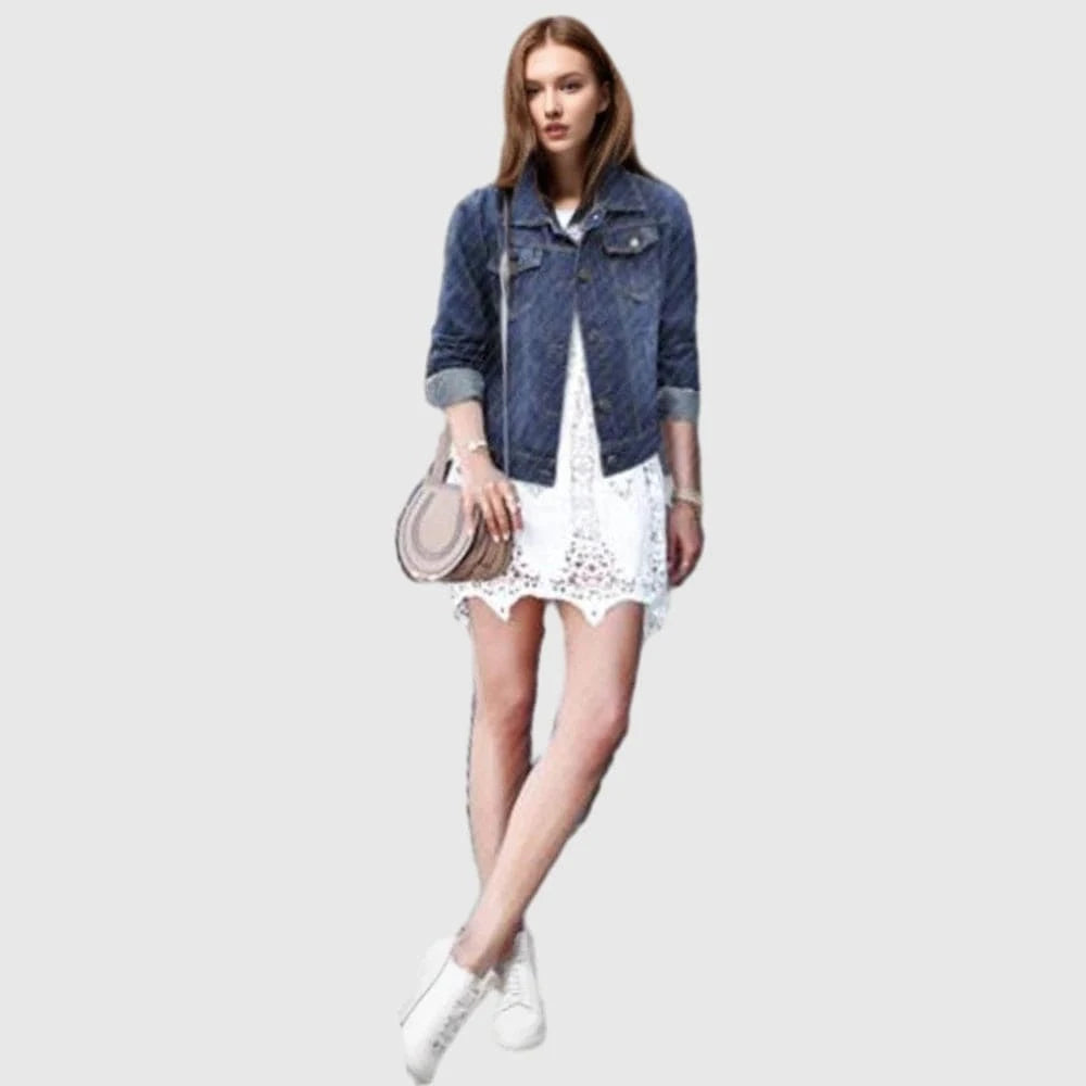 D0702DJ08 New Stock Arrival Classic Plus Size Button Up Front Pockets Denim Jean Women Jackets Sehe Fashion