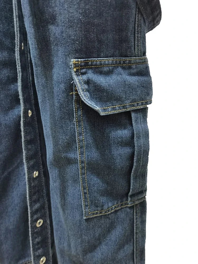 D0906TA01 Wholesale Direct Sales Heavy Denim Cargo Pockets Jeans Women Sehe Fashion