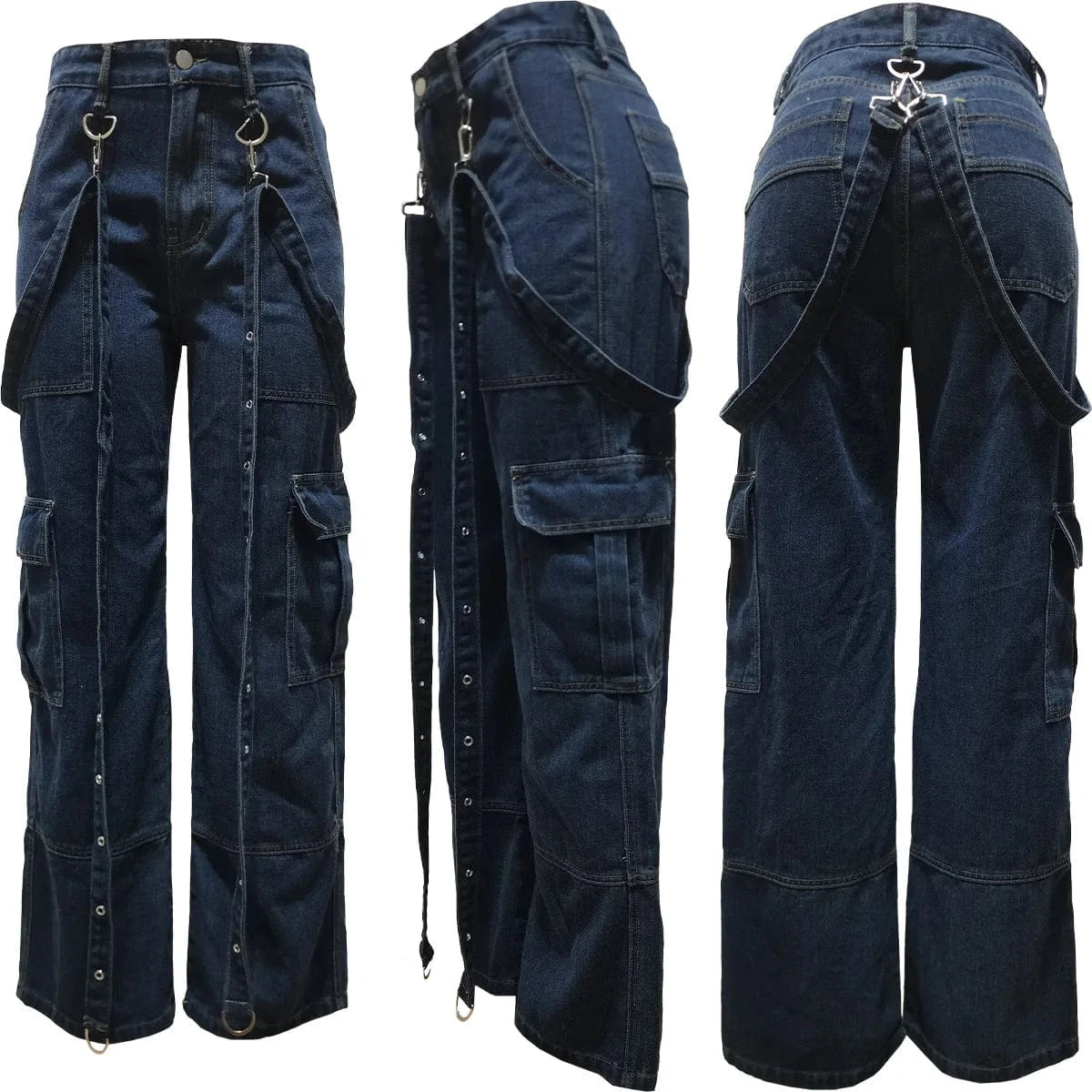 D0906TA01 Wholesale Direct Sales Heavy Denim Cargo Pockets Jeans Women Sehe Fashion