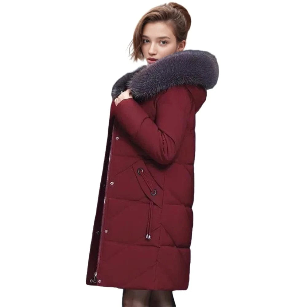 D1201ME39 Down Cotton Thick Jacket Fashion Cotton Solid Color  Long Sleeve Zipper Long Jacket Coat Women Coat Sehefashion