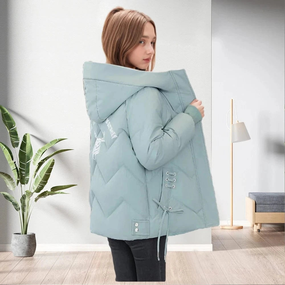 D1201TA38 Down Cotton Thick Jacket Fashion Cotton Solid Color  Long Sleeve Zipper Jacket Coat Women Coat Sehe Fashion