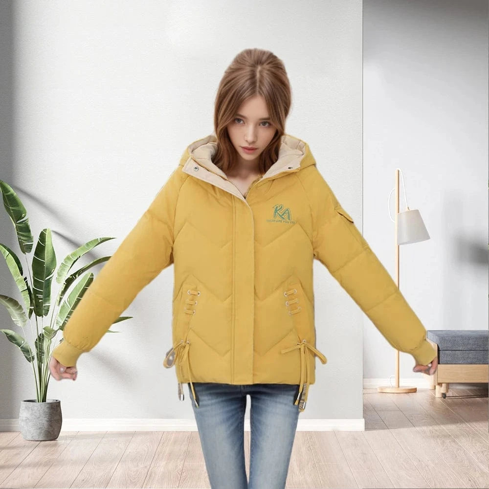 D1201TA38 Down Cotton Thick Jacket Fashion Cotton Solid Color  Long Sleeve Zipper Jacket Coat Women Coat Sehe Fashion